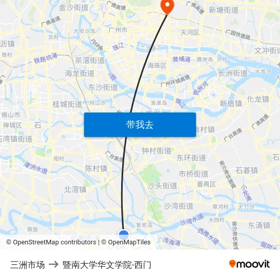 三洲市场 to 暨南大学华文学院-西门 map