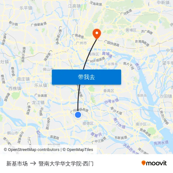 新基市场 to 暨南大学华文学院-西门 map