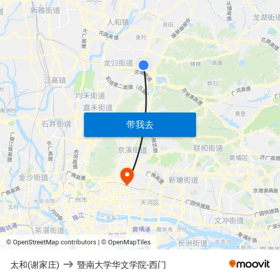 太和(谢家庄) to 暨南大学华文学院-西门 map