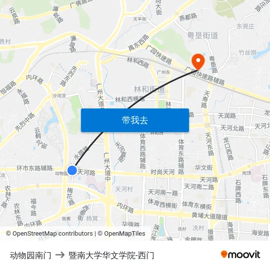 动物园南门 to 暨南大学华文学院-西门 map