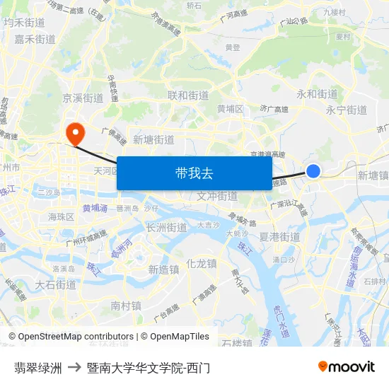 翡翠绿洲 to 暨南大学华文学院-西门 map