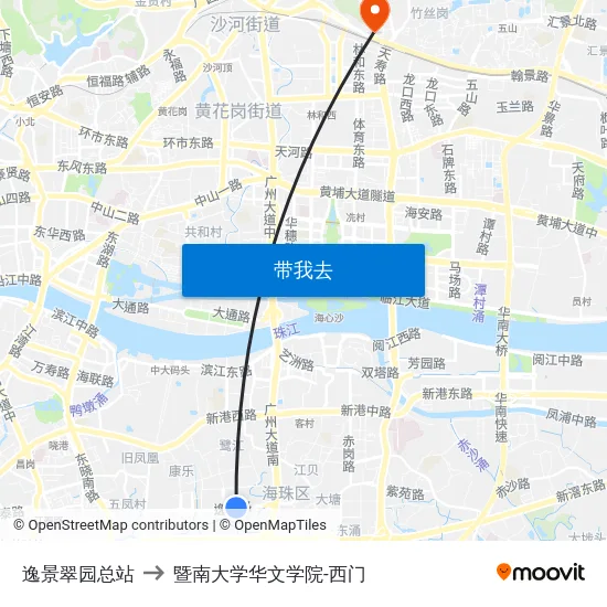 逸景翠园总站 to 暨南大学华文学院-西门 map