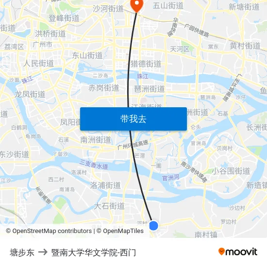 塘步东 to 暨南大学华文学院-西门 map