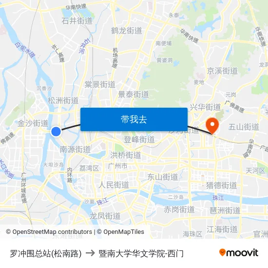 罗冲围总站(松南路) to 暨南大学华文学院-西门 map
