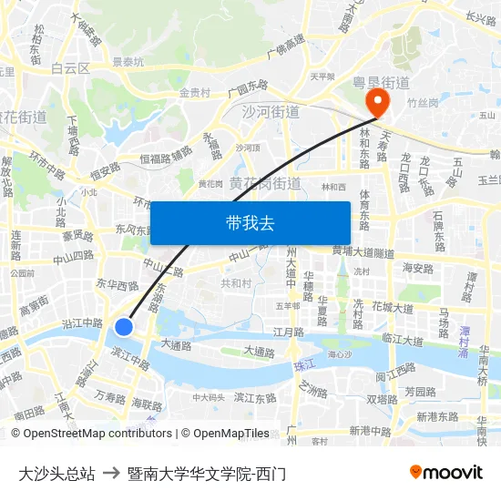 大沙头总站 to 暨南大学华文学院-西门 map