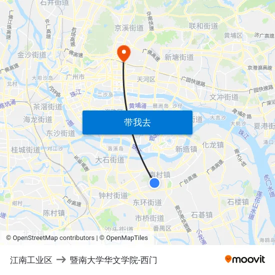 江南工业区 to 暨南大学华文学院-西门 map