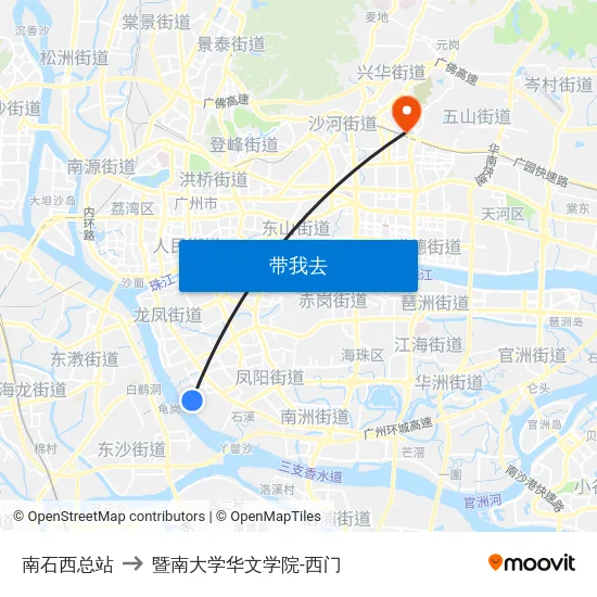 南石西总站 to 暨南大学华文学院-西门 map