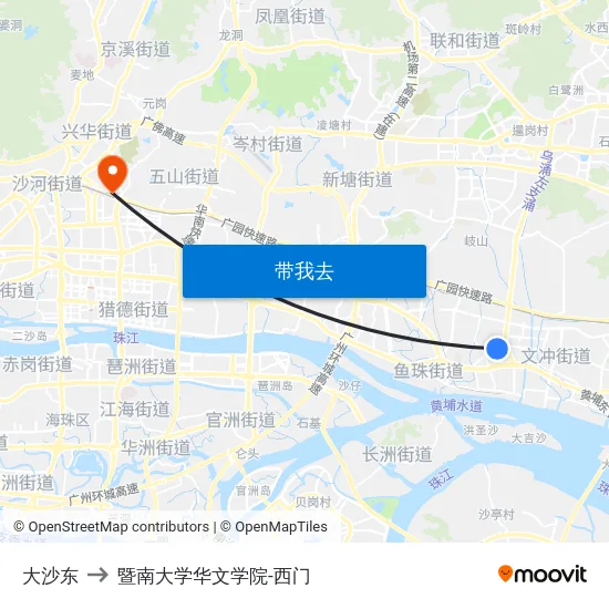 大沙东 to 暨南大学华文学院-西门 map