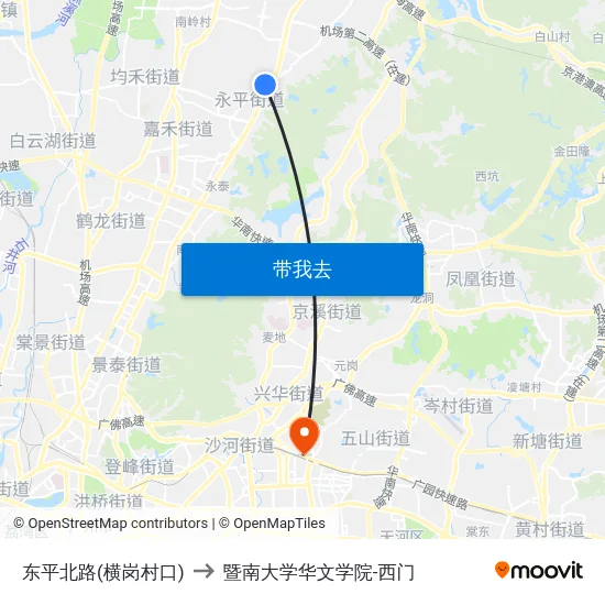 东平北路(横岗村口) to 暨南大学华文学院-西门 map