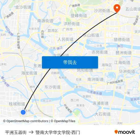 平洲玉器街 to 暨南大学华文学院-西门 map
