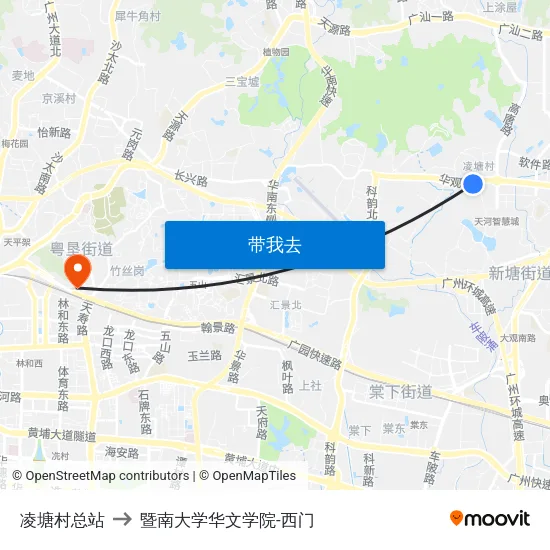 凌塘村总站 to 暨南大学华文学院-西门 map