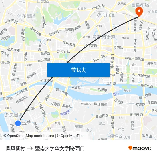 凤凰新村 to 暨南大学华文学院-西门 map