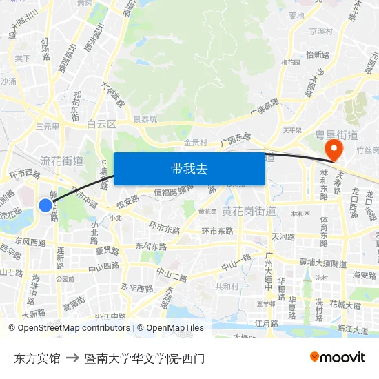 东方宾馆 to 暨南大学华文学院-西门 map
