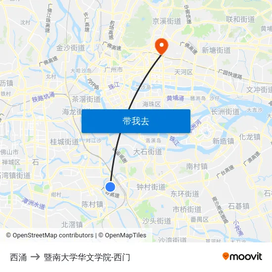 西涌 to 暨南大学华文学院-西门 map
