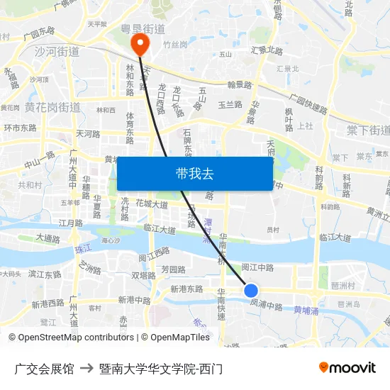 广交会展馆 to 暨南大学华文学院-西门 map