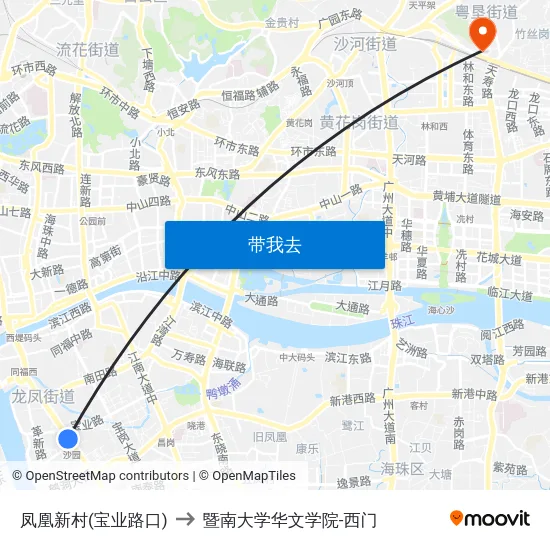 凤凰新村(宝业路口) to 暨南大学华文学院-西门 map