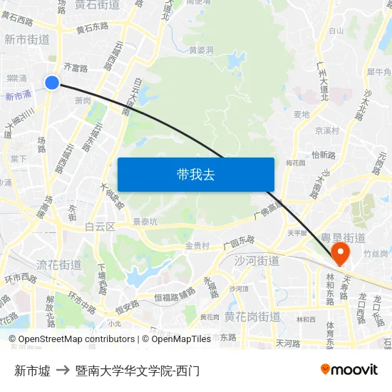 新市墟 to 暨南大学华文学院-西门 map