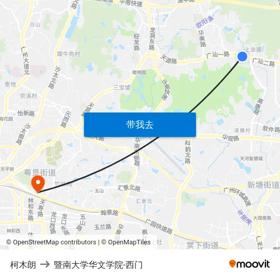 柯木朗 to 暨南大学华文学院-西门 map