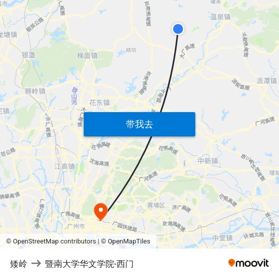 矮岭 to 暨南大学华文学院-西门 map
