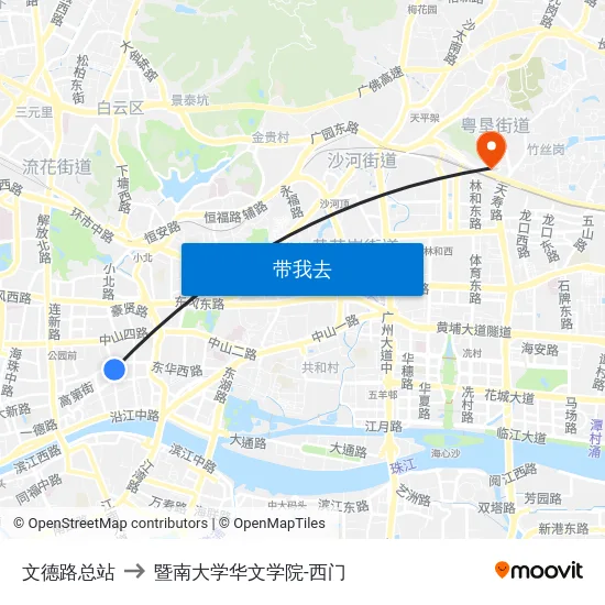 文德路总站 to 暨南大学华文学院-西门 map