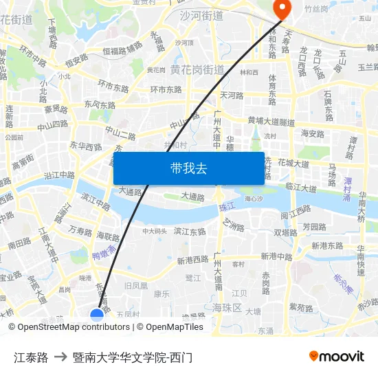 江泰路 to 暨南大学华文学院-西门 map
