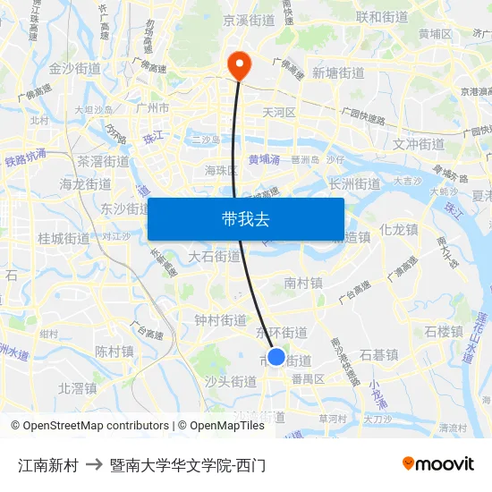 江南新村 to 暨南大学华文学院-西门 map