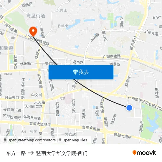 东方一路 to 暨南大学华文学院-西门 map
