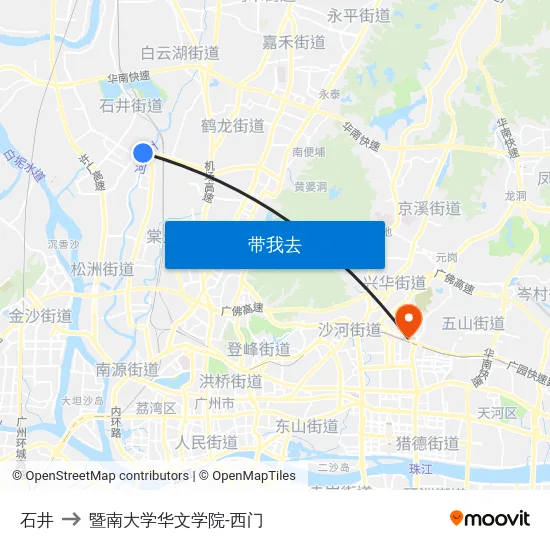 石井 to 暨南大学华文学院-西门 map