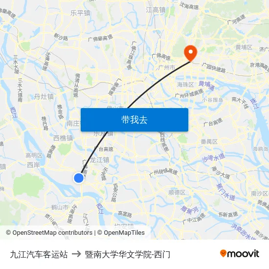 九江汽车客运站 to 暨南大学华文学院-西门 map