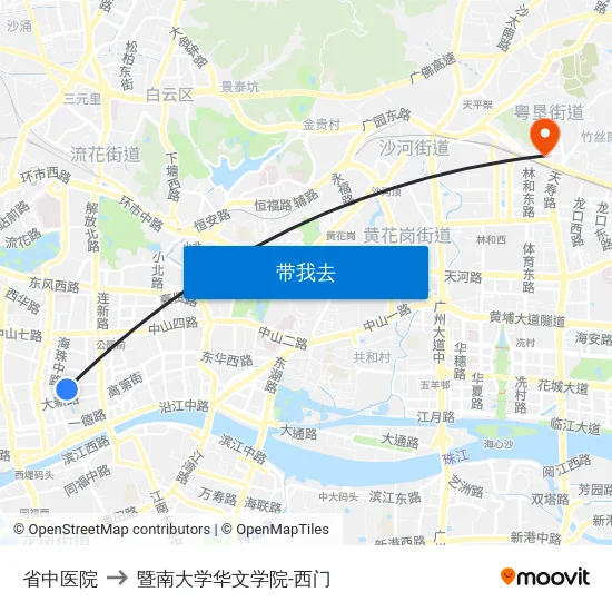 省中医院 to 暨南大学华文学院-西门 map