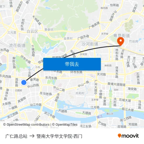 广仁路总站 to 暨南大学华文学院-西门 map