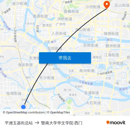 平洲玉器街总站 to 暨南大学华文学院-西门 map
