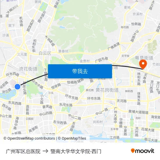 广州军区总医院 to 暨南大学华文学院-西门 map