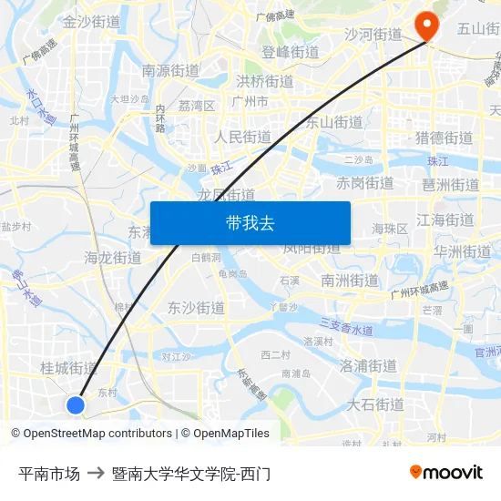 平南市场 to 暨南大学华文学院-西门 map
