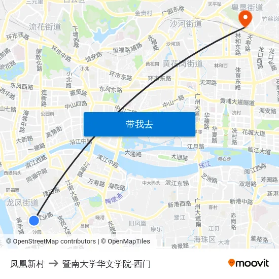 凤凰新村 to 暨南大学华文学院-西门 map