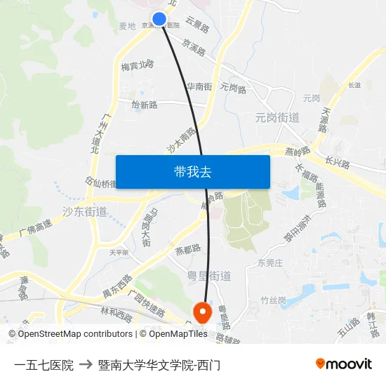 一五七医院 to 暨南大学华文学院-西门 map