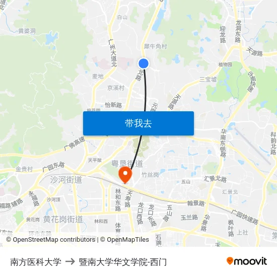 南方医科大学 to 暨南大学华文学院-西门 map