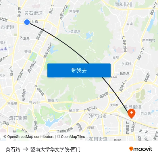 黄石路 to 暨南大学华文学院-西门 map