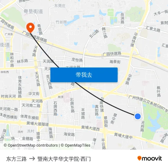 东方三路 to 暨南大学华文学院-西门 map