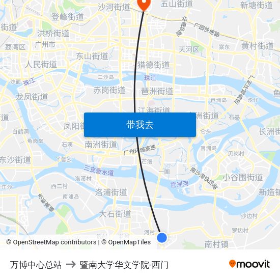 万博中心总站 to 暨南大学华文学院-西门 map