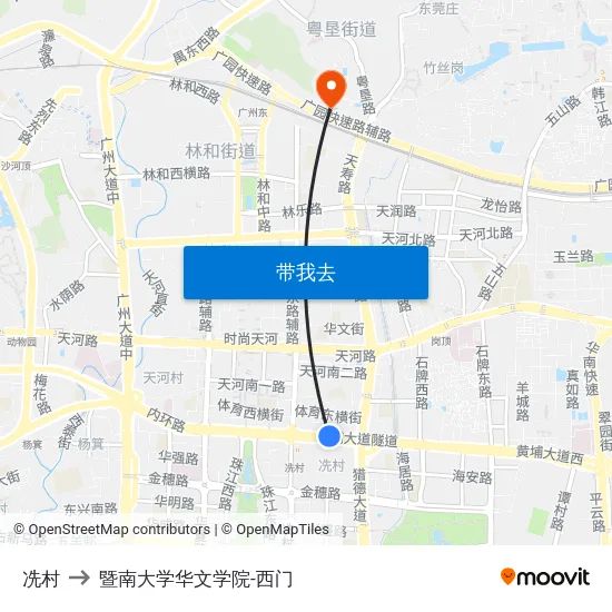 冼村 to 暨南大学华文学院-西门 map