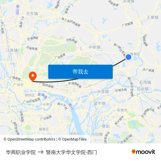 华商职业学院 to 暨南大学华文学院-西门 map