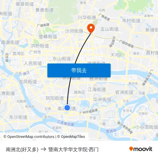 南洲北(好又多) to 暨南大学华文学院-西门 map