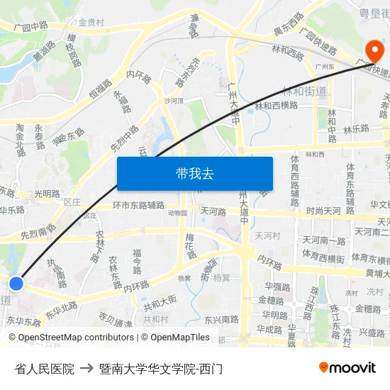 省人民医院 to 暨南大学华文学院-西门 map