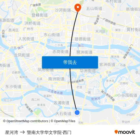 星河湾 to 暨南大学华文学院-西门 map