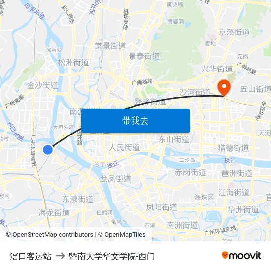 滘口客运站 to 暨南大学华文学院-西门 map