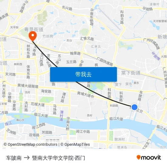 车陂南 to 暨南大学华文学院-西门 map