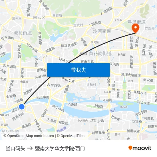 堑口码头 to 暨南大学华文学院-西门 map