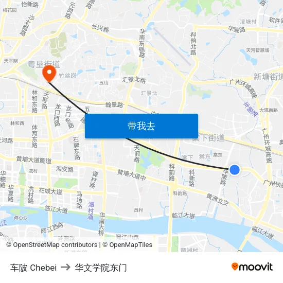 车陂 Chebei to 华文学院东门 map