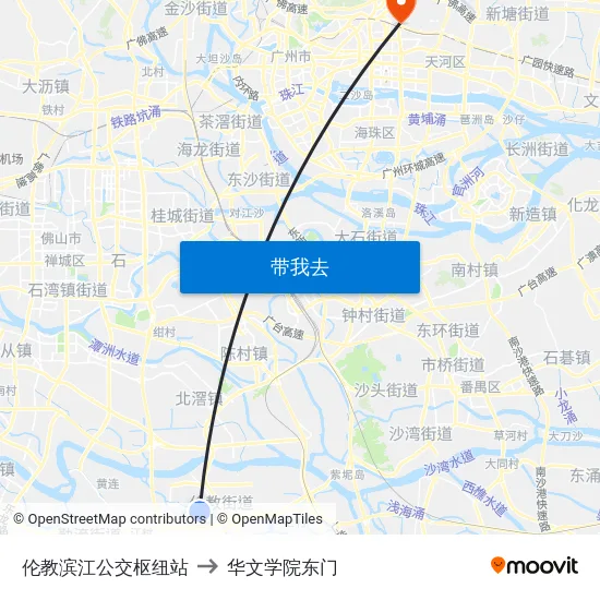 伦教滨江公交枢纽站 to 华文学院东门 map